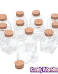 Mini Glass Favor Jars - 1.75-Ounce Square Jar with Cork Stopper: 12-Piece Set - Candy Warehouse