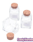 Mini Glass Favor Jars - 1.75-Ounce Square Jar with Cork Stopper: 12-Piece Set - Candy Warehouse