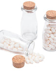 Mini Glass Favor Jars - 3-Ounce Milk Bottle with Cork Stopper: 12-Piece Set - Candy Warehouse