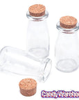 Mini Glass Favor Jars - 3-Ounce Milk Bottle with Cork Stopper: 12-Piece Set - Candy Warehouse