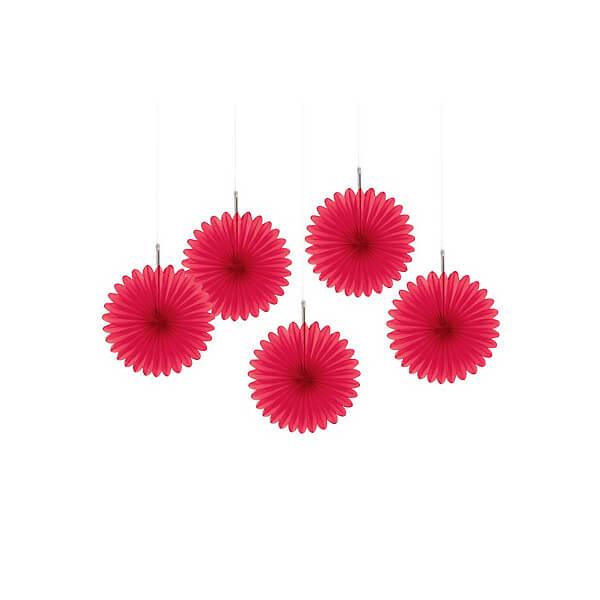 Mini Hanging Fans - Apple Red: 5-Piece Pack - Candy Warehouse