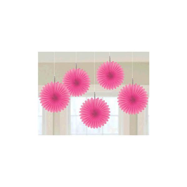 Mini Hanging Fans - Hot Pink: 5-Piece Pack - Candy Warehouse