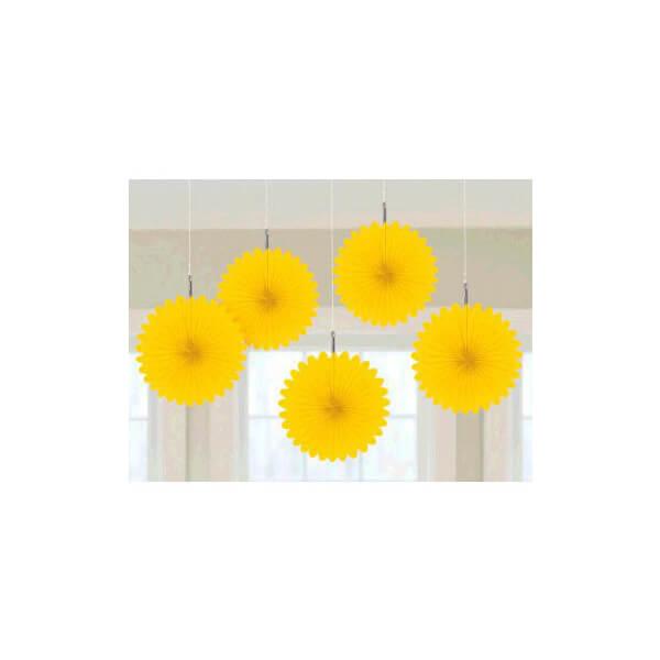 Mini Hanging Fans - Sunshine Yellow: 5-Piece Pack - Candy Warehouse