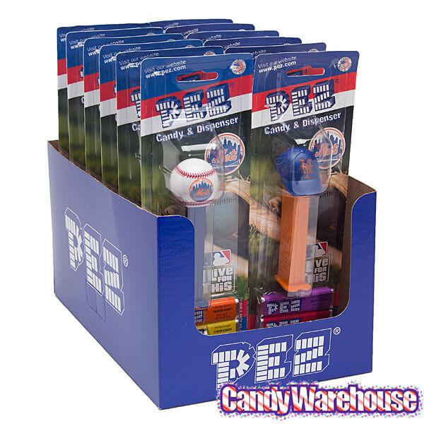 MLB Team Baseball PEZ Candy Packs - New York Mets: 12-Piece Box - Candy Warehouse