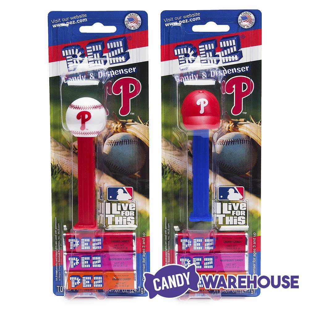 MLB Team Baseball PEZ Candy Packs - Philadelphia Philles: 12-Piece Box - Candy Warehouse