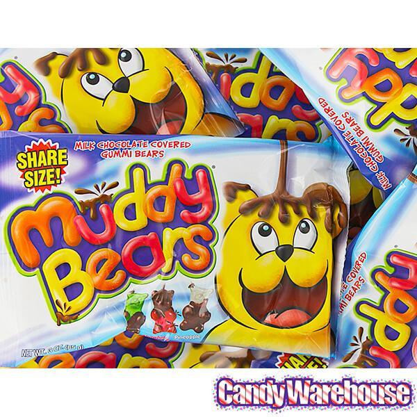 Muddy Bears Chocolate Covered Gummy Bears Candy: Giant 1LB Box | Candy ...