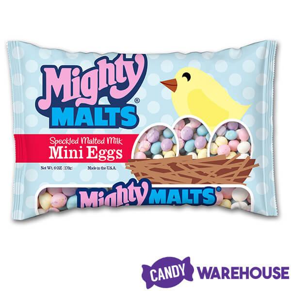 Necco Mighty Malts Speckled Malted Milk Eggs - Mini: 6-Ounce Bag - Candy Warehouse