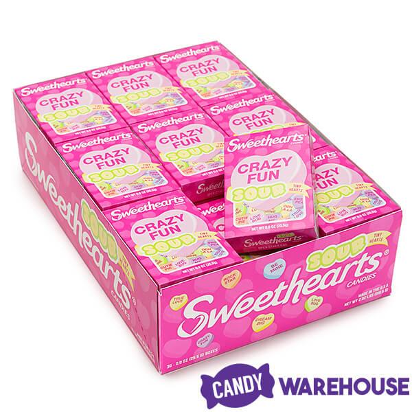 Necco Sweethearts Tiny Conversation Candy Hearts Packs - Sour Flavors: 36-Piece Box - Candy Warehouse