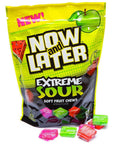 Now and Later Extreme Sour Soft Fruit Chews Candy: 10-Ounce Bag - Candy Warehouse