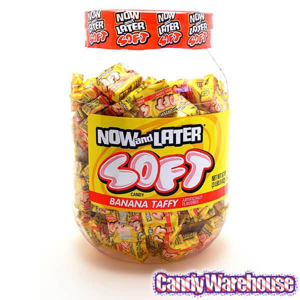 Now and Later Soft Taffy Squares - Banana: 120-Piece Tub - Candy Warehouse