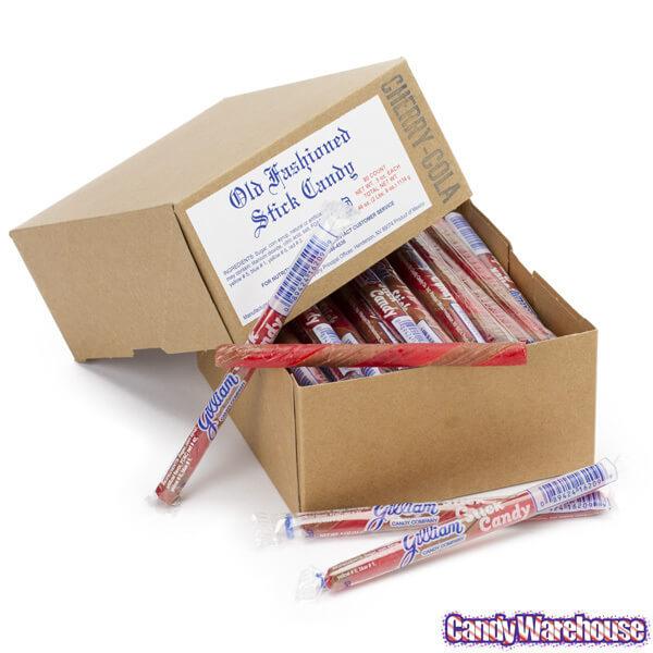 Old Fashioned Hard Candy Sticks - Cherry Cola: 80-Piece Box - Candy Warehouse