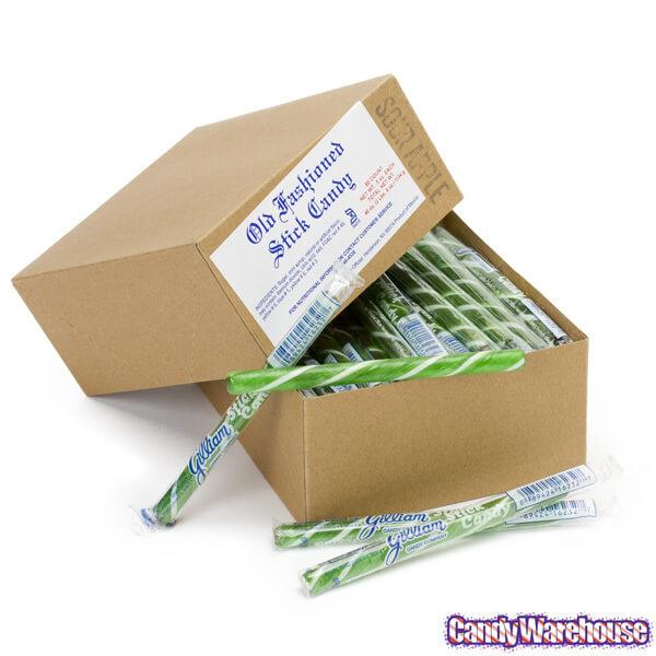 Old Fashioned Hard Candy Sticks - Green Apple: 80-Piece Box - Candy Warehouse