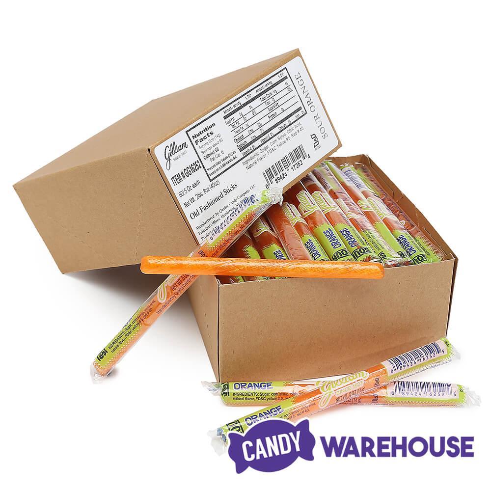 Old Fashioned Hard Candy Sticks - Sour Orange: 80-Piece Box - Candy Warehouse