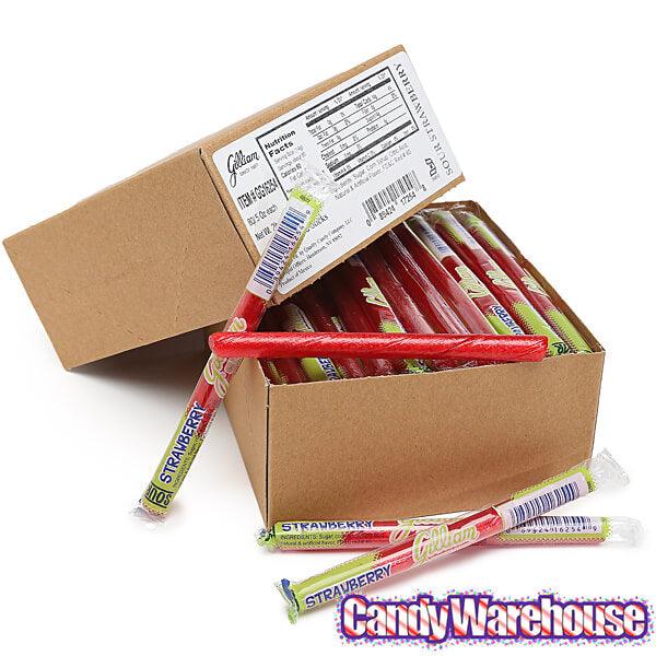 Old Fashioned Hard Candy Sticks - Sour Strawberry: 80-Piece Box - Candy Warehouse