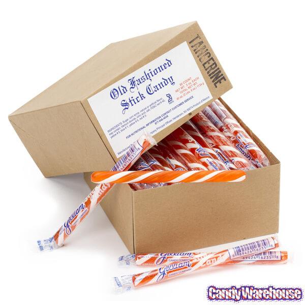 Old Fashioned Hard Candy Sticks - Tangerine: 80-Piece Box - Candy Warehouse