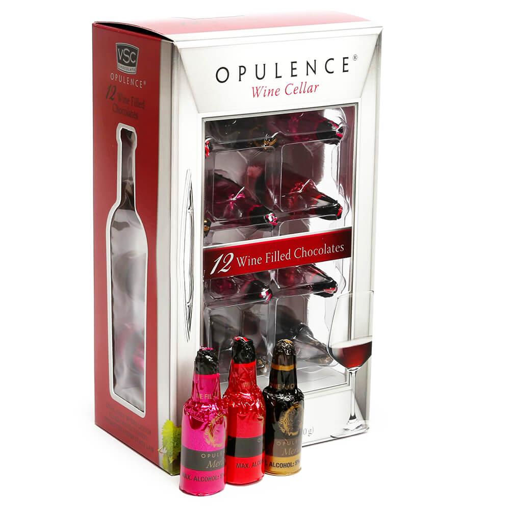 Opulence Wine Filled Chocolate Bottles: 12-Piece Box - Candy Warehouse