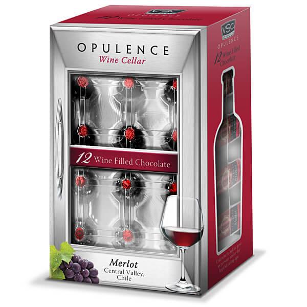 Opulence Wine Filled Chocolate Bottles: 12-Piece Box - Candy Warehouse