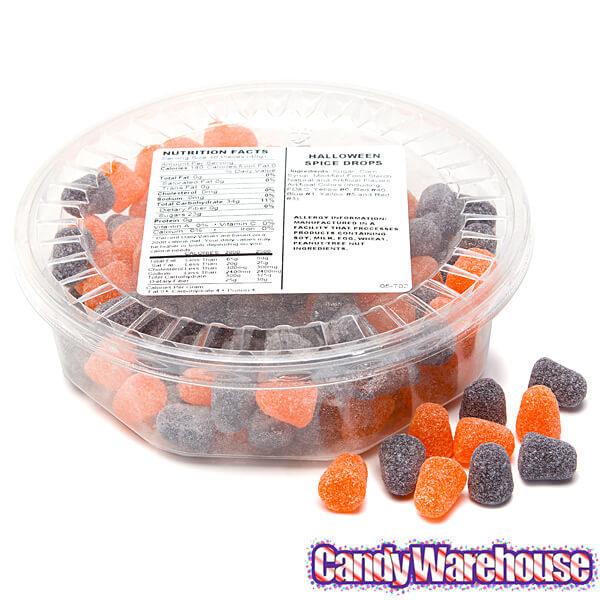 Orange and Black Mini Spiced Gumdrops Candy: 16-Ounce Tub - Candy Warehouse