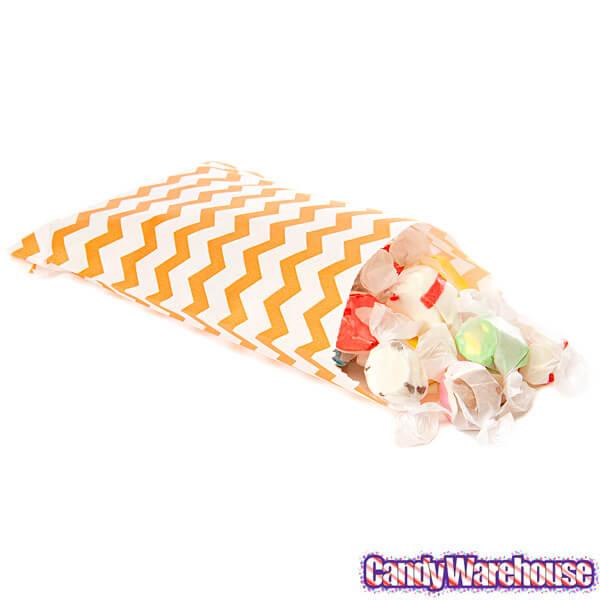 Orange Chevron Stripe Candy Bags: 25-Piece Pack - Candy Warehouse