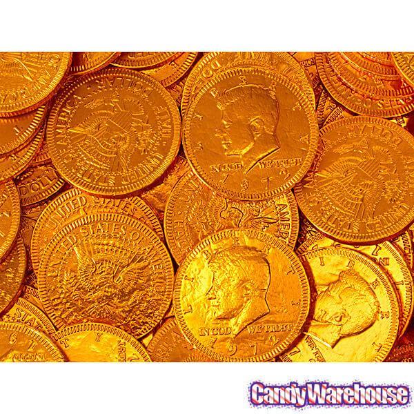 Orange Foiled Milk Chocolate Coins: 1LB Bag - Candy Warehouse