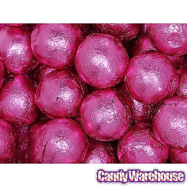 Palmer Foiled Caramel Filled Chocolate Candy Balls - Hot Pink: 5LB Bag - Candy Warehouse