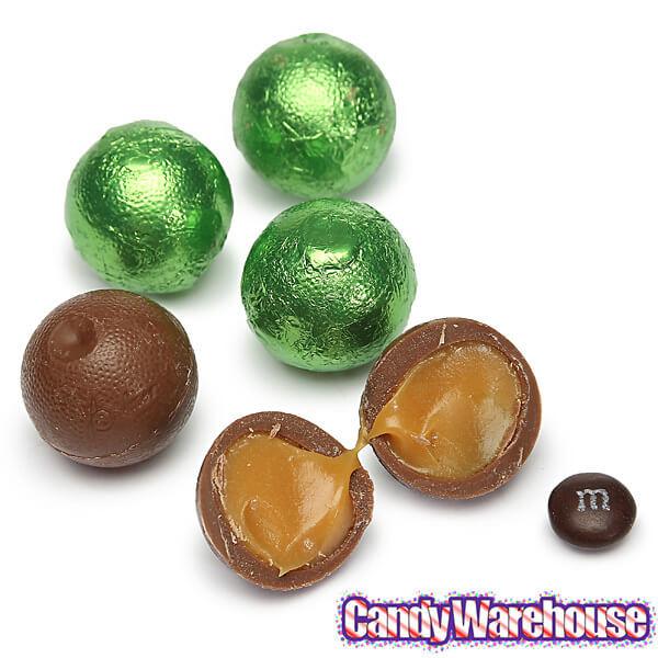 Palmer Foiled Caramel Filled Chocolate Candy Balls - Kiwi Green: 5LB Bag - Candy Warehouse