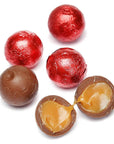 Palmer Foiled Caramel Filled Chocolate Candy Balls - Red: 5LB Bag - Candy Warehouse