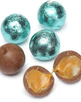 Palmer Foiled Caramel Filled Chocolate Candy Balls - Robin Egg Blue: 5LB Bag - Candy Warehouse