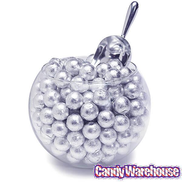 Palmer Foiled Caramel Filled Chocolate Candy Balls - Silver: 5LB Bag - Candy Warehouse