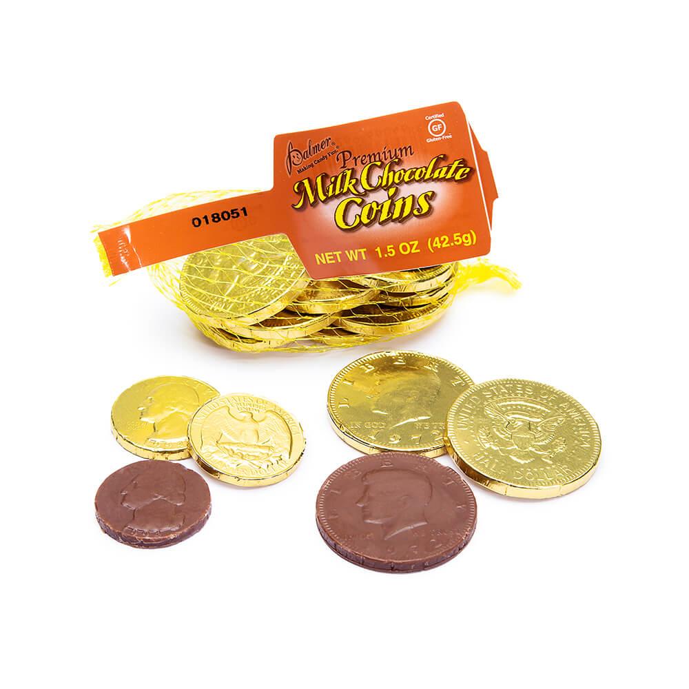 Palmer Gold Foiled Chocolate Coins in Mesh Bags: 12-Piece Box