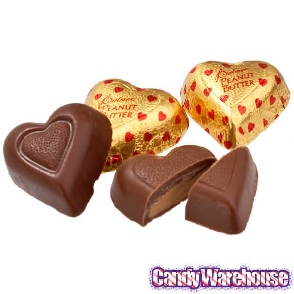 Palmer Gold Foiled Peanut Butter Filled Milk Chocolate Hearts: 4LB Bag - Candy Warehouse