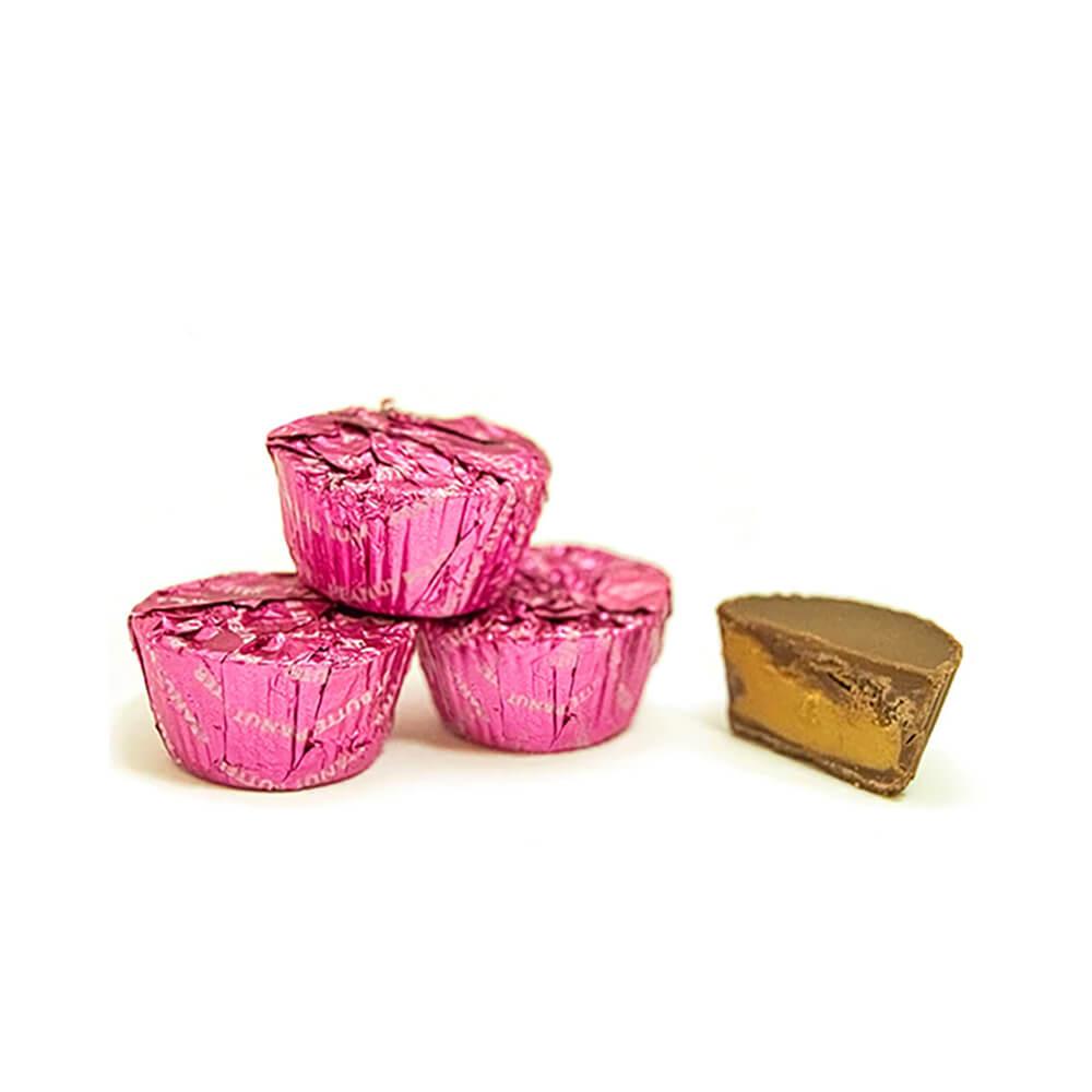 Palmer Hot Pink Foiled Peanut Butter Cups: 4LB Bag - Candy Warehouse