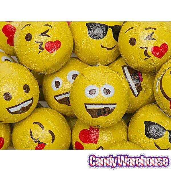 Palmer Love Xpressions Valentine Emojis Foiled Chocolate Balls in Mesh Bags: 18-Piece Box - Candy Warehouse