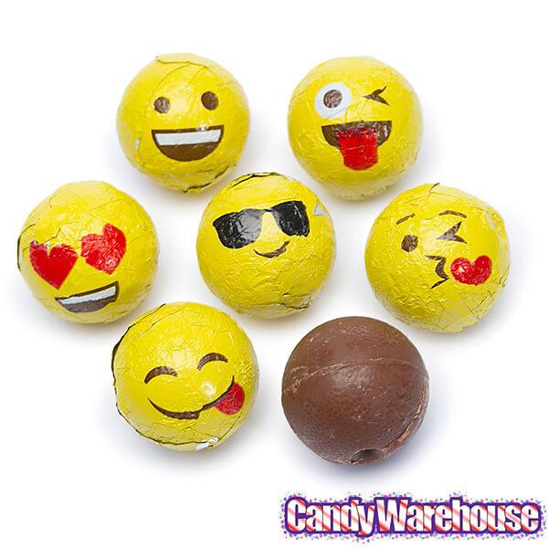 Palmer Love Xpressions Valentine Emojis Foiled Chocolate Balls in Mesh Bags: 18-Piece Box - Candy Warehouse