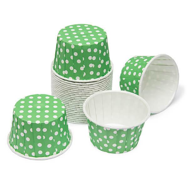 Paper 4-Ounce Candy Cups - Dark Green Polka Dots: 25-Piece Pack