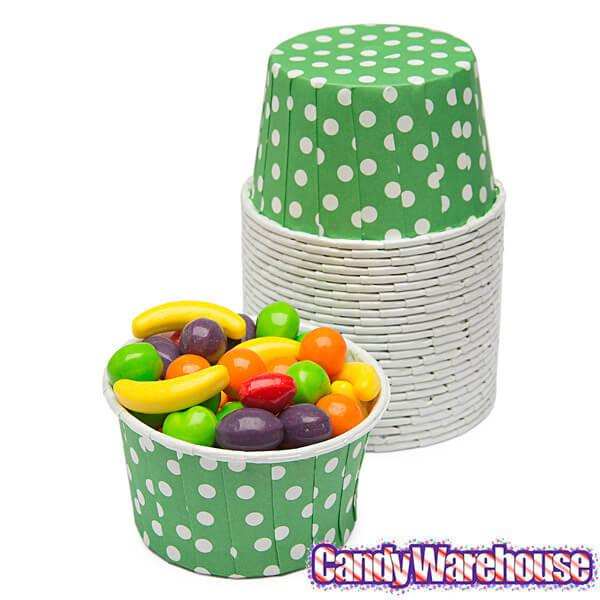 Paper 4-Ounce Candy Cups - Dark Green Polka Dots: 25-Piece Pack