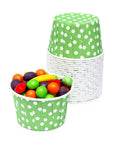 Paper 4-Ounce Candy Cups - Light Green Polka Dots: 25-Piece Pack