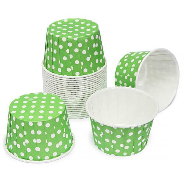 Paper 4-Ounce Candy Cups - Light Green Polka Dots: 25-Piece Pack