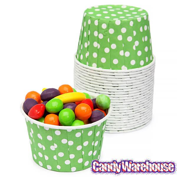 Paper 4-Ounce Candy Cups - Light Green Polka Dots: 25-Piece Pack