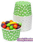 Paper 4-Ounce Candy Cups - Light Green Polka Dots: 25-Piece Pack