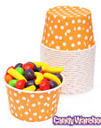 Paper 4-Ounce Candy Cups - Orange Polka Dots: 25-Piece Pack - Candy Warehouse