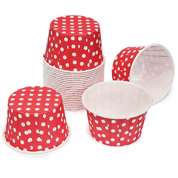 Paper 4-Ounce Candy Cups - Red Polka Dots: 25-Piece Pack - Candy Warehouse