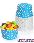 Paper 4-Ounce Candy Cups - Royal Blue Polka Dots: 25-Piece Pack - Candy Warehouse