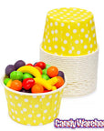 Paper 4-Ounce Candy Cups - Yellow Polka Dots: 25-Piece Pack - Candy Warehouse