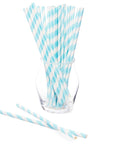 Paper 7.75-Inch Drinking Straws - Baby Blue Stripes: 25-Piece Pack