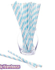 Paper 7.75-Inch Drinking Straws - Baby Blue Stripes: 25-Piece Pack