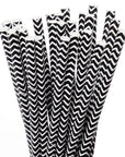 Paper 7.75-Inch Drinking Straws - Black Chevron Stripes: 25-Piece Pack