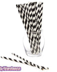 Paper 7.75-Inch Drinking Straws - Black Stripes: 25-Piece Pack - Candy Warehouse