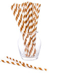 Paper 7.75-Inch Drinking Straws - Brown Stripes: 25-Piece Pack - Candy Warehouse