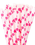 Paper 7.75-Inch Drinking Straws - Bubblegum Pink Polka Dots: 25-Piece Pack - Candy Warehouse